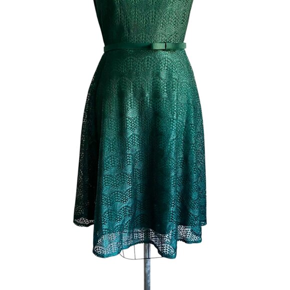 Danny & Nicole Green Lace Party Dress - 6 - Picture 3 of 6